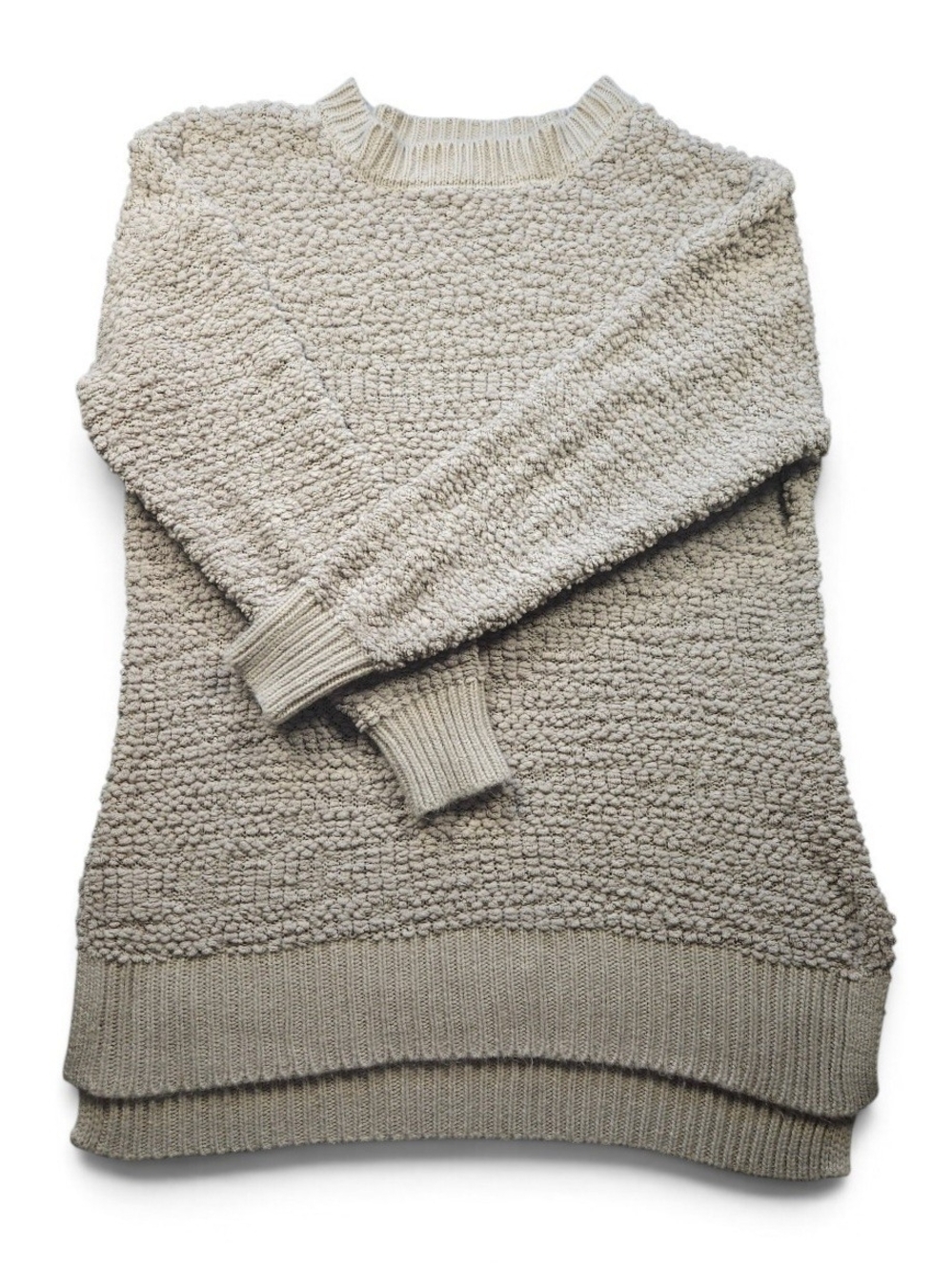Cozy Grey Popcorn Textured Crewneck Sweater